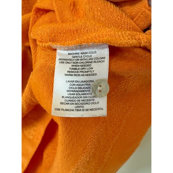 Caribbean Joe Large 60% Cotton Short Sleeve, 3 Button V Neck Collared Orange Top - Picture 4 of 4